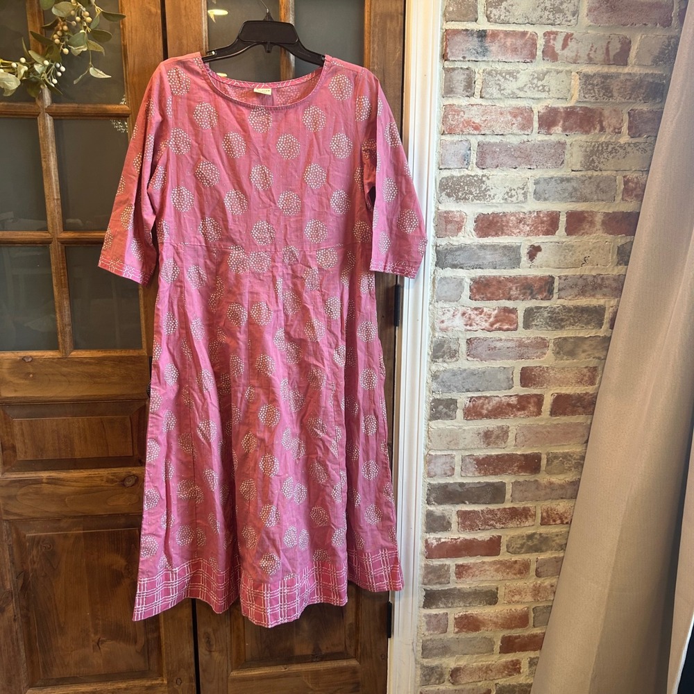 Pink Printed Women's Midi Dress